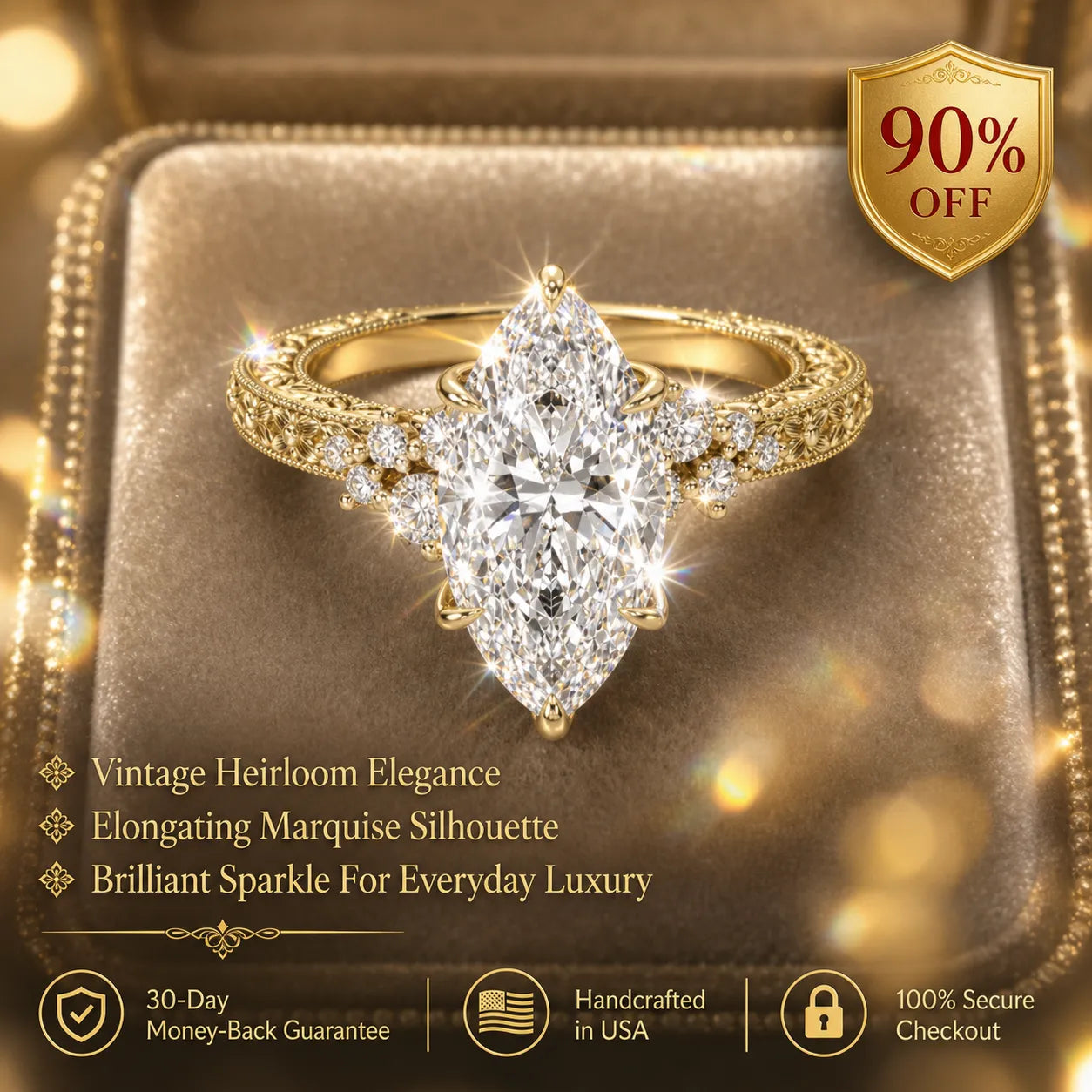 🔥90% OFF Last Day Sale Vintage Marquise Statement Ring – Timeless Elegance for Every Occasion