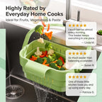 AA Foldable Hanging Kitchen Sink Drain Basket, Stainless Steel Kitchen Accessories - Hands-Free Hygienic Design, High-Efficiency Anti-Clog System, Tool-Free Installation