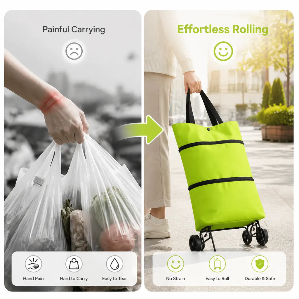 Foldable Grocery Bag With Wheels -Your Everyday Shopping Helper That Carries The Heavy Loads For You-Last Day Sale-50% OFF🔥