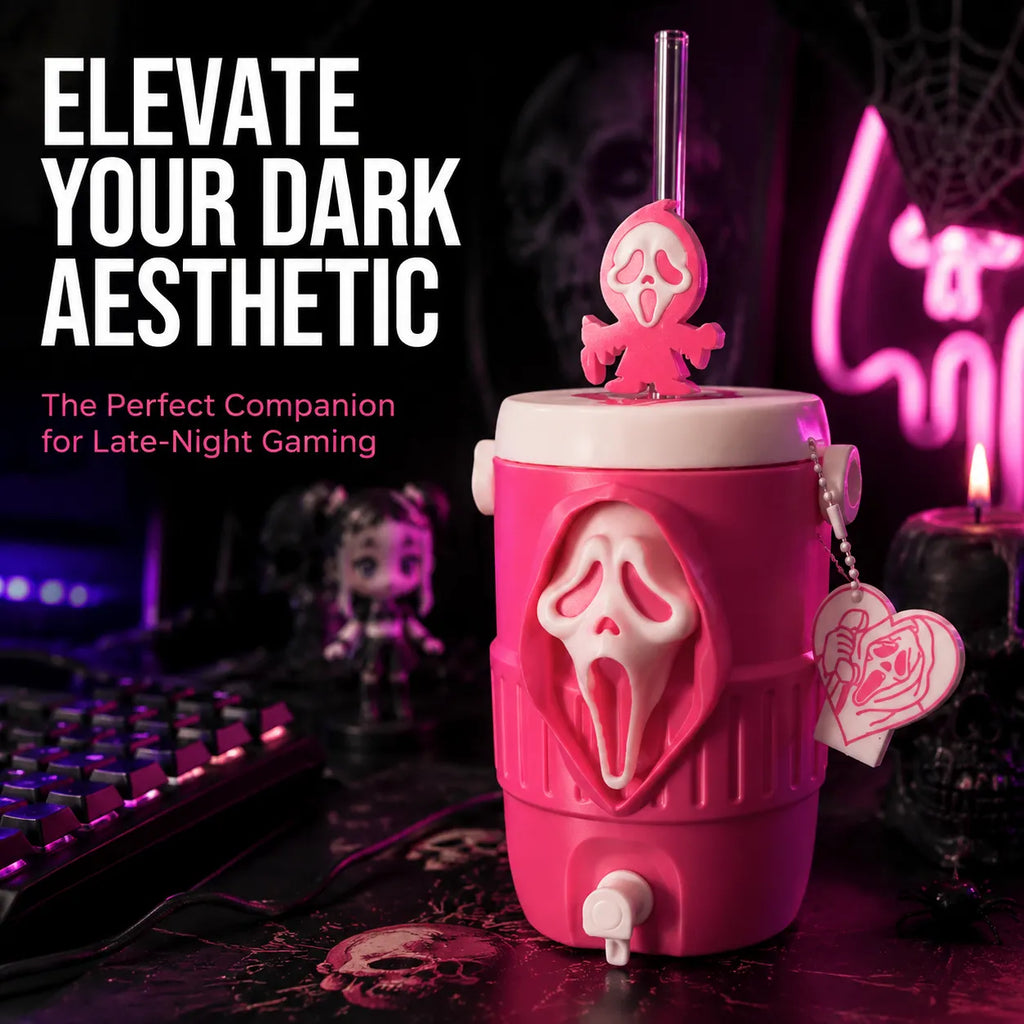 Horror Themed 12oz Can Holder with Lid and Straw, Double-Wall Vacuum Insulated Stainless Steel Tumbler for Cans and Cold Drinks