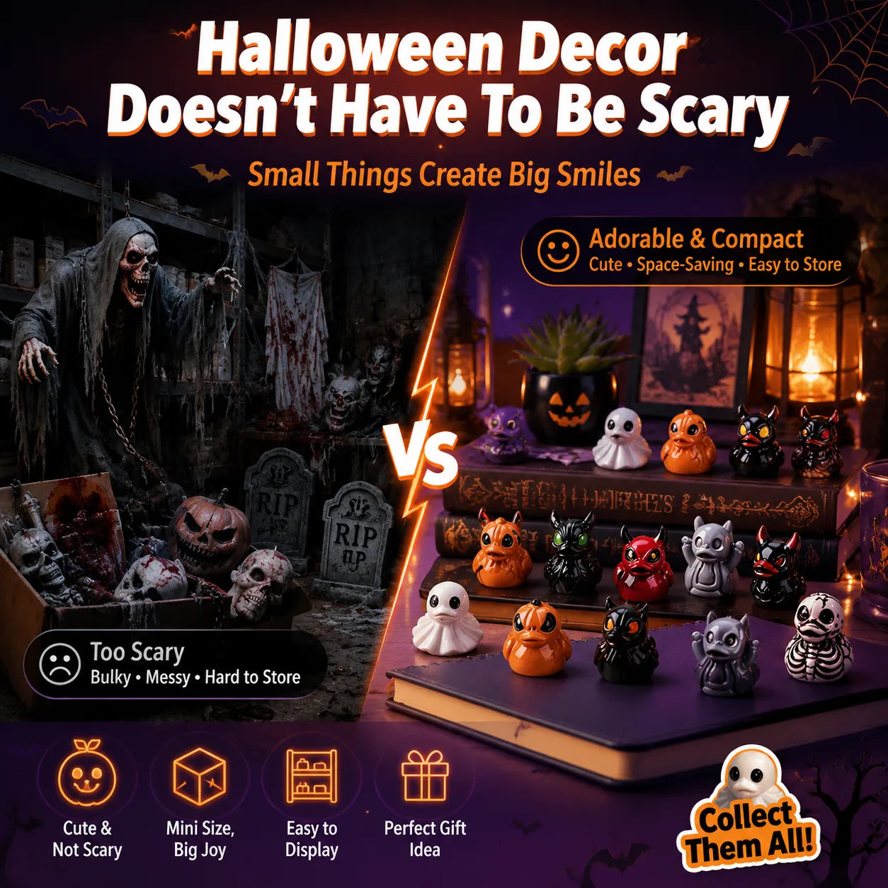 Spooky Ghost Duck Resin Figurine – Cute Halloween Desk Decor, Creepy Cute Mini Statue for Home, Office & Shelf-Last Day Sale-50% OFF🔥