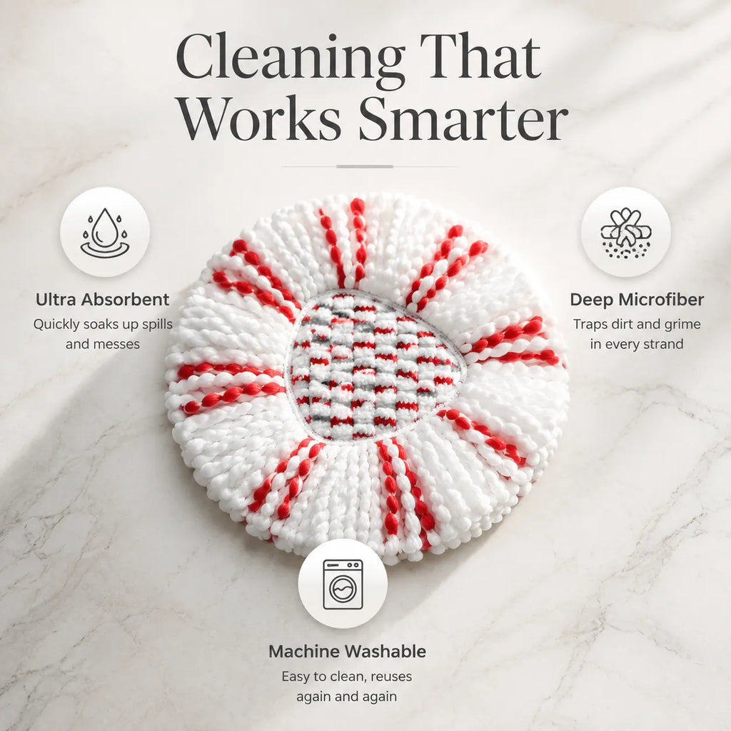 Premium Microfiber Spin Mop Replacement Head – Deep Clean Every Corner