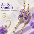 Elegant Purple Moissanite Flower & Tassel Drop Earrings for Women - Lightweight & Hypoallergenic-Last Day Sale-90% OFF🔥