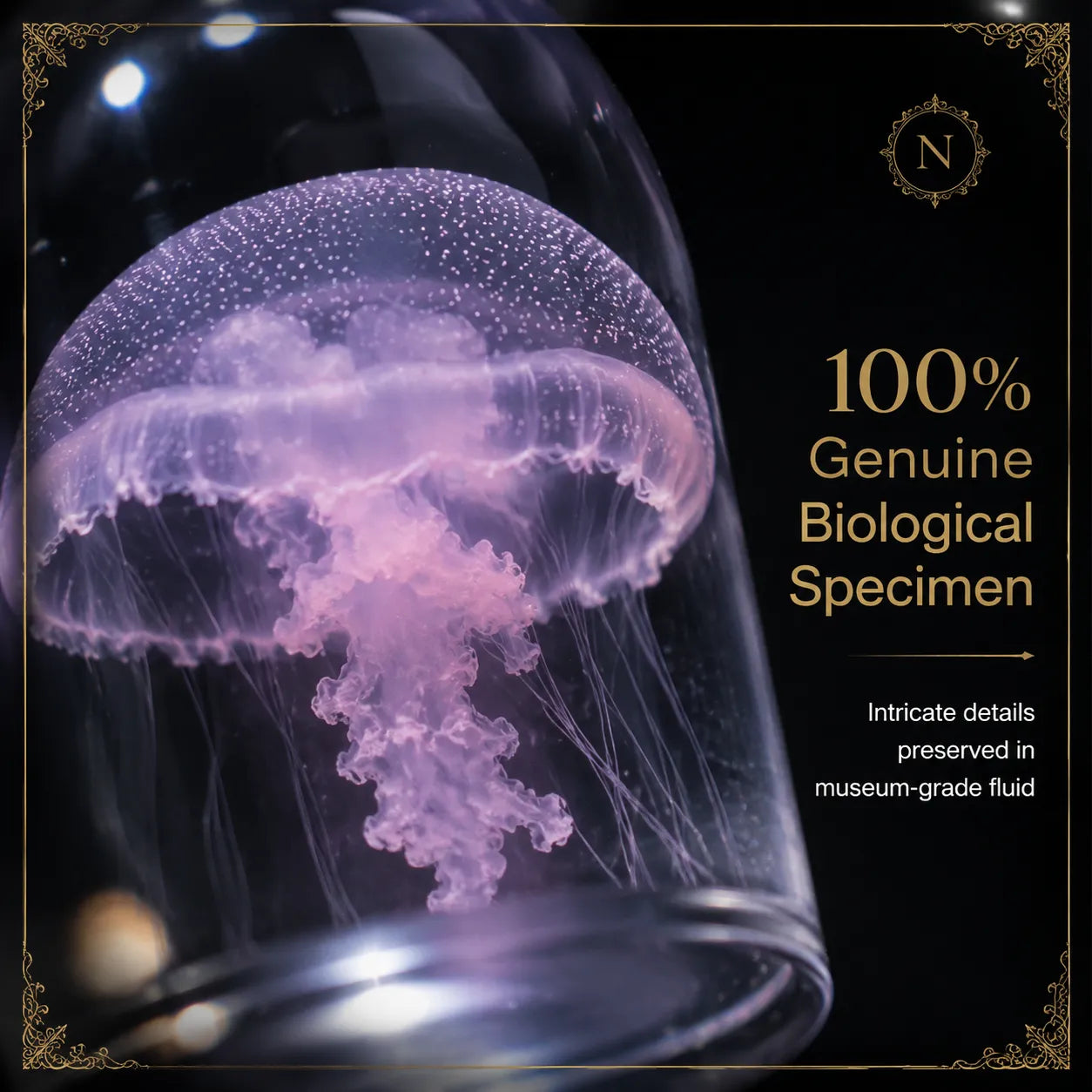 The Oceanic Phantom | Hand-Preserved Real Jellyfish Wet Specimen in Glass Vial