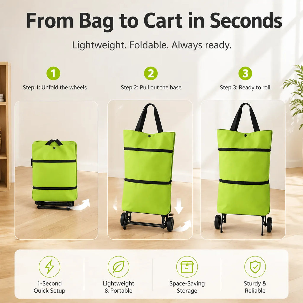 Foldable Grocery Bag With Wheels -Your Everyday Shopping Helper That Carries The Heavy Loads For You-Last Day Sale-50% OFF🔥