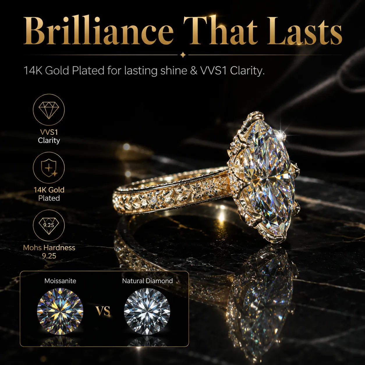 The Empress Marquise Silhouette Ring — Finger-Lengthening 4mm Comfort Band