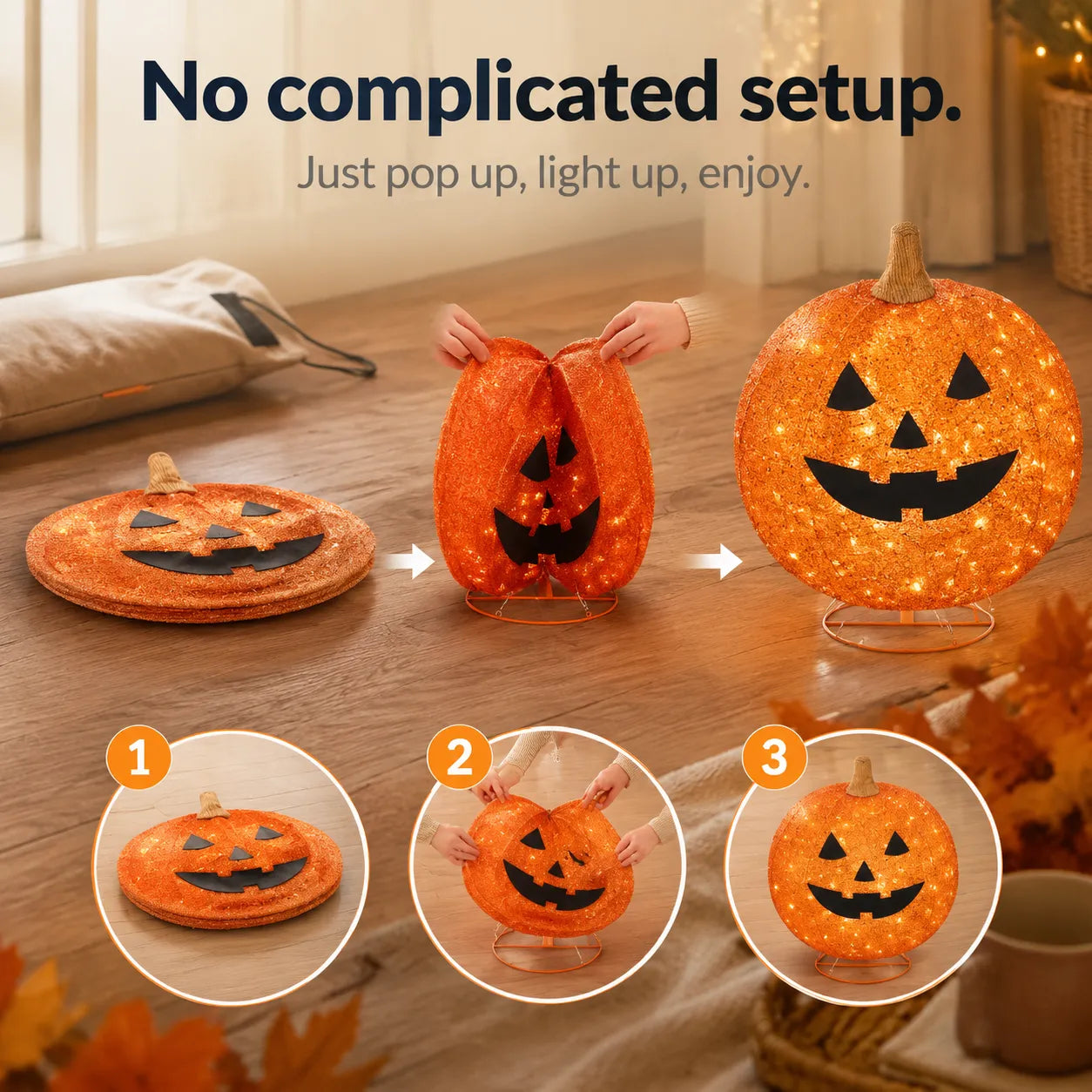 Elegant Fall Pumpkin Lights Decoration – Easy Pop-Up LED Porch Decor for a Cozy Holiday Home-Last Day Sale-50% OFF🔥