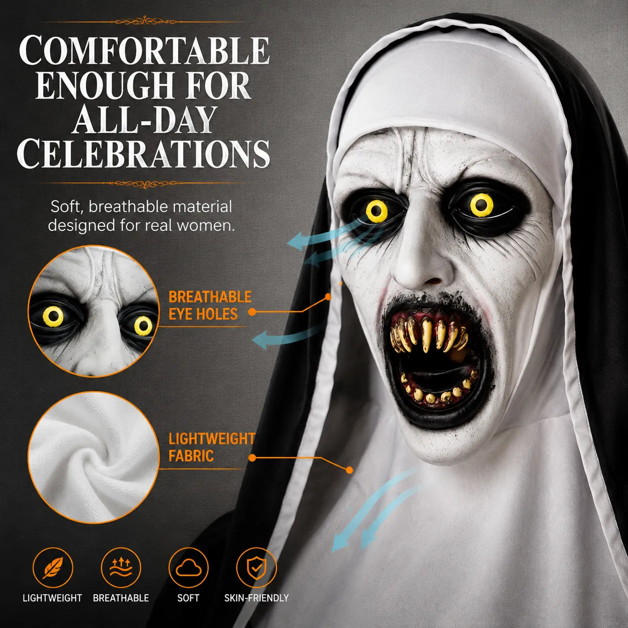 The Nun Ultimate Halloween Scare Mask – Create Unforgettable Screams Without Makeup-Last Day Sale-50% OFF🔥