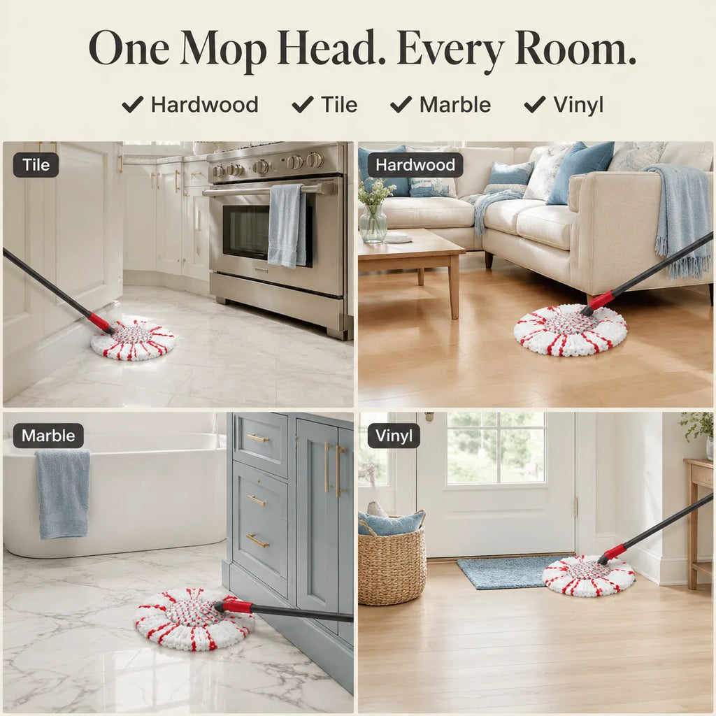 Premium Microfiber Spin Mop Replacement Head – Deep Clean Every Corner