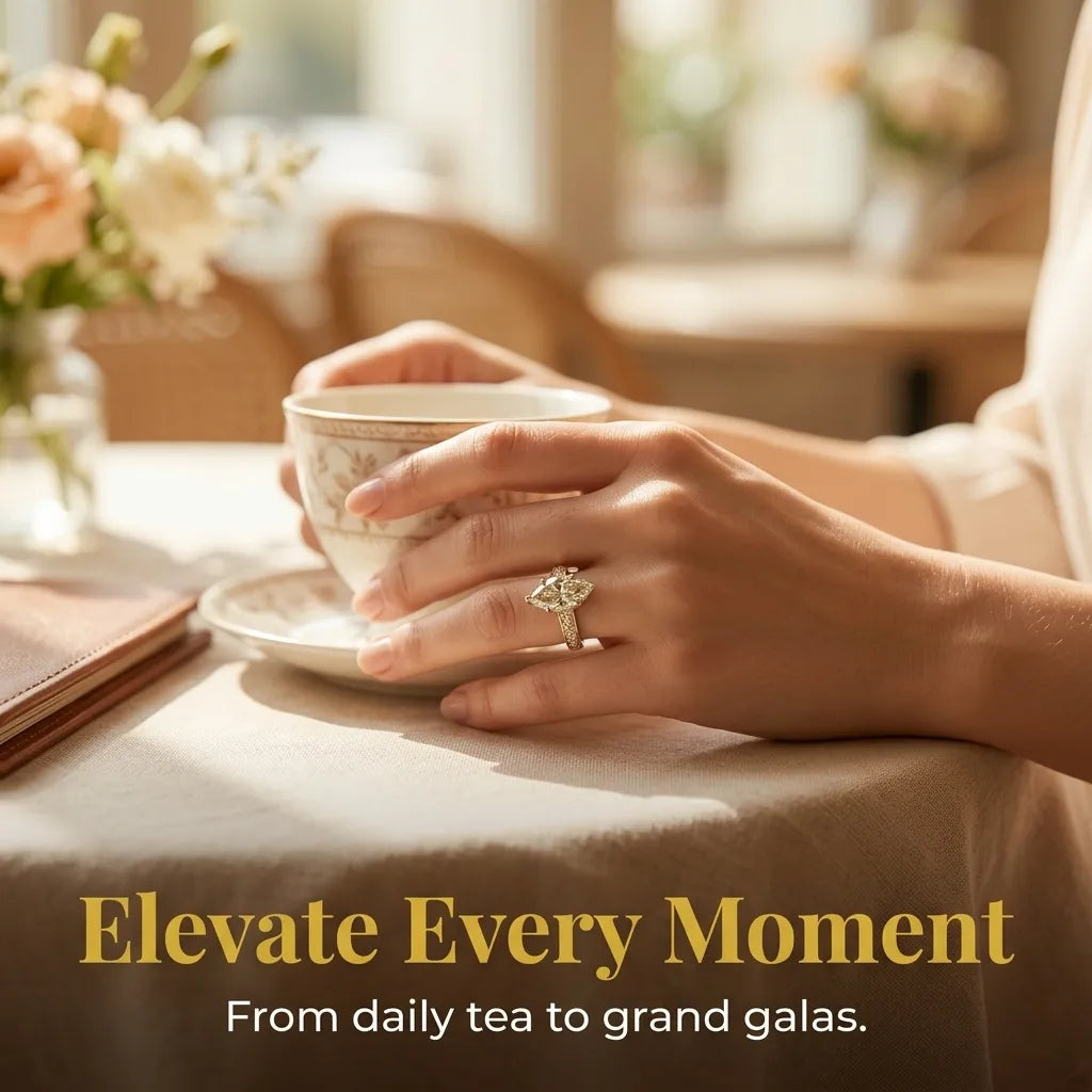 The Empress Marquise Silhouette Ring — Finger-Lengthening 4mm Comfort Band