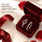 Halo Wedding Ring Sets for Women, Elegant 2-Piece Fashion Engagement Ring & Eternity Band, Bridal Statement Jewelry, Fashion Engagement Rings