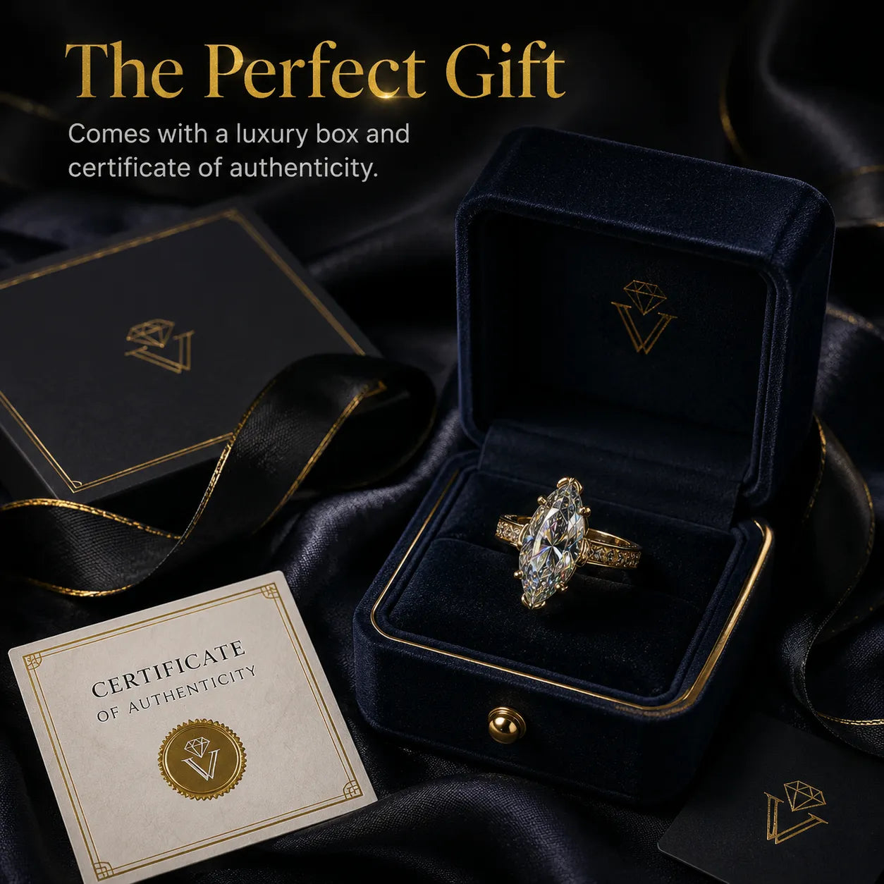 The Empress Marquise Silhouette Ring — Finger-Lengthening 4mm Comfort Band