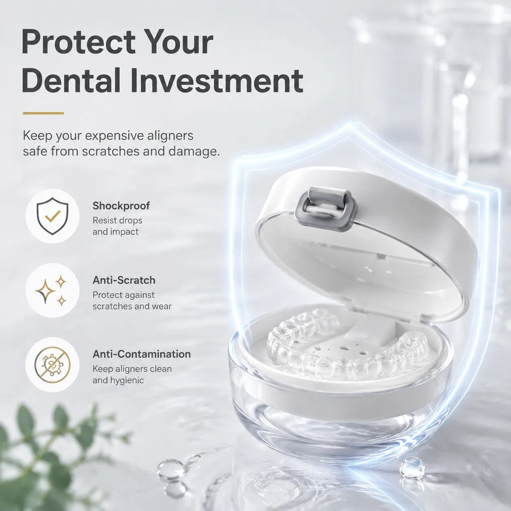 Dental Retainer Storage Box With Mirror And Brush Integrated Organizer Case For Braces Cleaning Storage