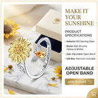 🔥50% OFF Last Day Sale Sunflower Spinner Ring – Adjustable 925 Sterling Silver Open Ring With Smooth Rotating Flower