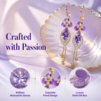 Elegant Purple Moissanite Flower & Tassel Drop Earrings for Women - Lightweight & Hypoallergenic-Last Day Sale-90% OFF🔥