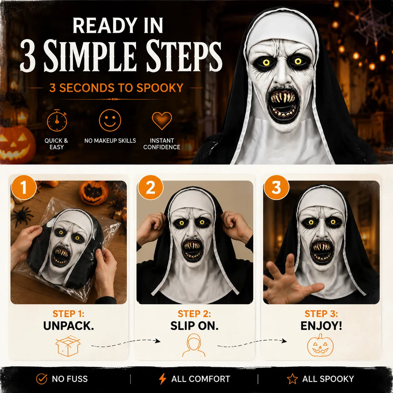 The Nun Ultimate Halloween Scare Mask – Create Unforgettable Screams Without Makeup-Last Day Sale-50% OFF🔥