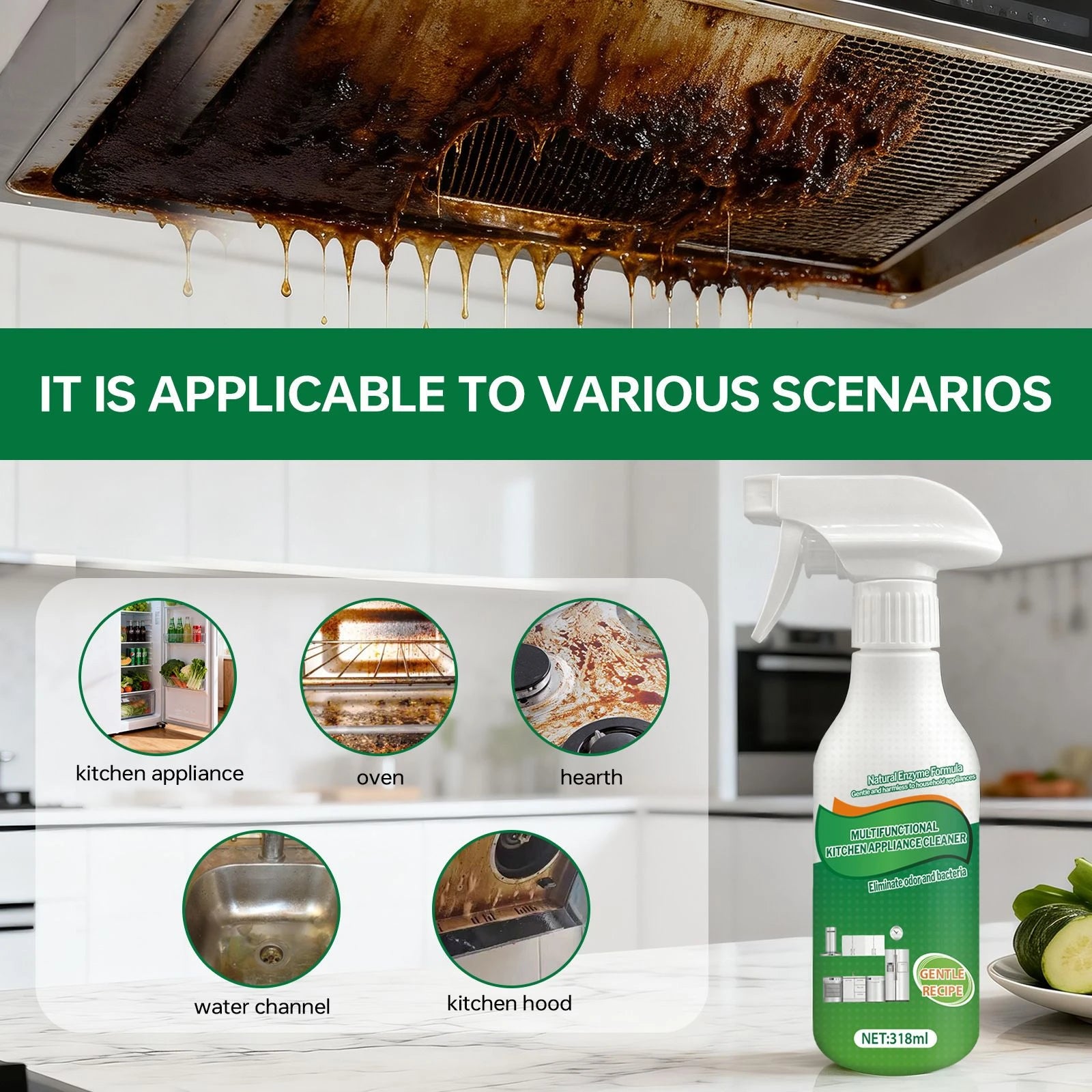 🔥50% OFF Last Day Sale | Premium All-in-One Appliance Cleaner | No-Scrub Grease Remover | Gentle Natural Formula