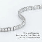 🔥 LAST DAY — 90% OFF 🔥Emerald-Cut Bezel Tennis Bracelet | 14K Gold Plated, Waterproof & Tarnish-Free Everyday Luxury