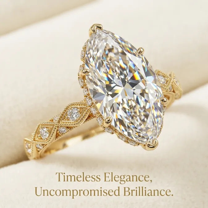 Timeless Marquise Cut Solitaire Ring | D/VVS1 Brilliant Diamond Elegance