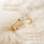 Modern V-Tip Marquise Accent Ring | Stackable Pinky & Wedding Band Companion