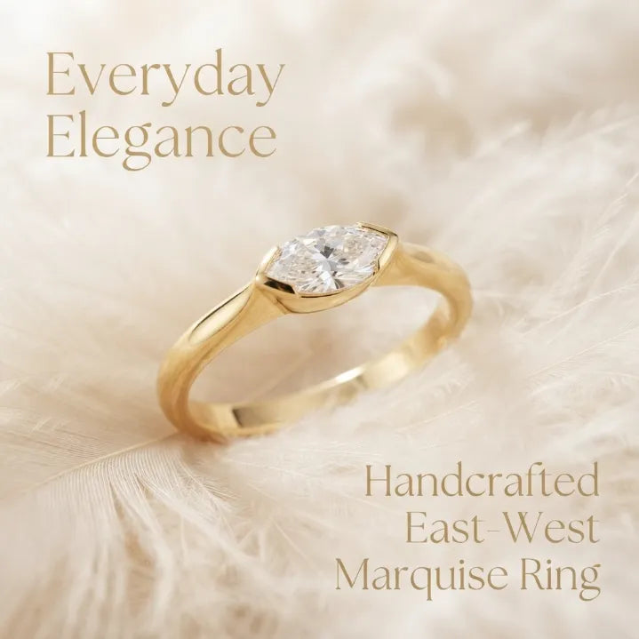 Modern V-Tip Marquise Accent Ring | Stackable Pinky & Wedding Band Companion