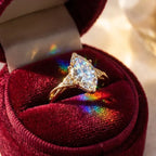 Fairy-Tale Marquise Cut Moissanite Ring | Elegant Twisted Vine Engagement Ring for Women | E Color VVS1 Sparkle