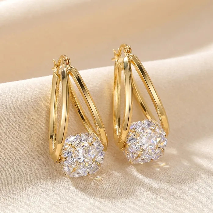 Luxury Gift-Ready Brilliant-Cut Stone Hoop Earrings | Premium Hypoallergenic Lightweight Design for Women-Last Day Sale-90% OFF🔥