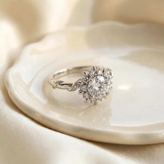 The Eternal Crown Halo Ring – Hand-Set Artisan Solitaire