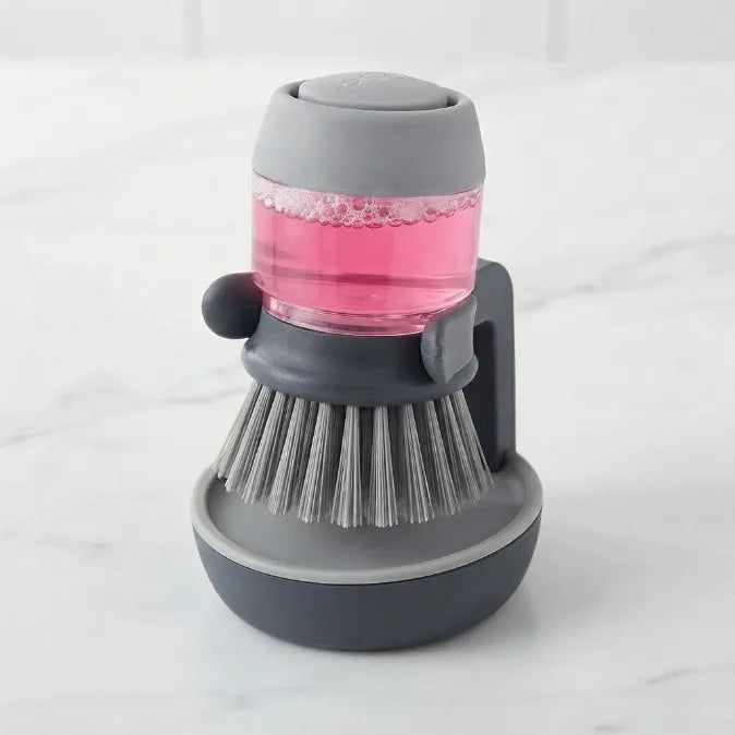 Palm Soap Dispensing Brush with Countertop Storage Caddy