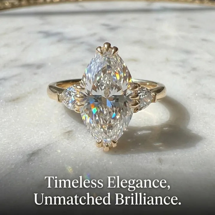 Vintage Marquise Moissanite Ring | Slenderizing  Luxury for Women