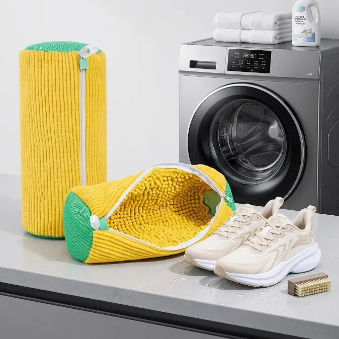 Premium Plush Microfiber Shoe Washing Bag – Shock-Absorbing, Noise-Reducing Laundry Protection for Sneakers & Washer