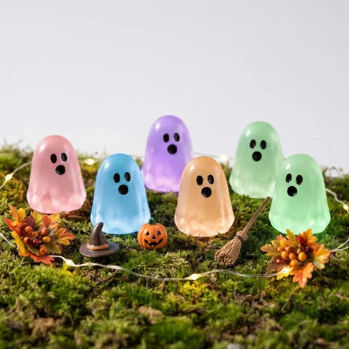 20-Piece Set of Glow-in-the-Dark Mini Ghost Figurines | Cute Halloween Desktop and Home Decor