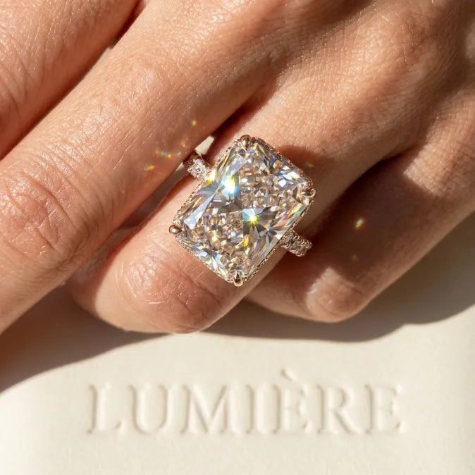 🔥 LAST DAY — 90% OFF 🔥Radiant Hidden Halo Solitaire Engagement Ring | Radiant Cut Luxury Diamond Ring in 14K Gold