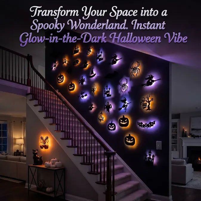 Glow-in-the-Dark Spooky Squeeze Wall Decors & Halloween Sensory Toys Bundle