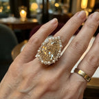 The Royal Champagne Pear-Cut Statement Ring | Double Halo Cocktail Ring