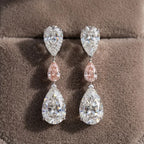 18K White Gold Pear-Cut Diamond Earrings with 1ct Rare Pink Diamond | GIA Certified