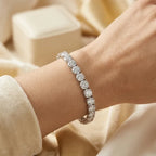 Classic 4mm D-Color Moissanite Tennis Bracelet – 14K Gold Plated with Double Safety Clasp
