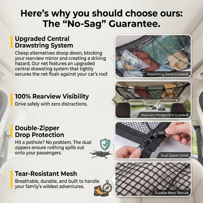 Transform Your Messy Car into a Spacious Oasis – The Ultimate Ceiling Cargo Net