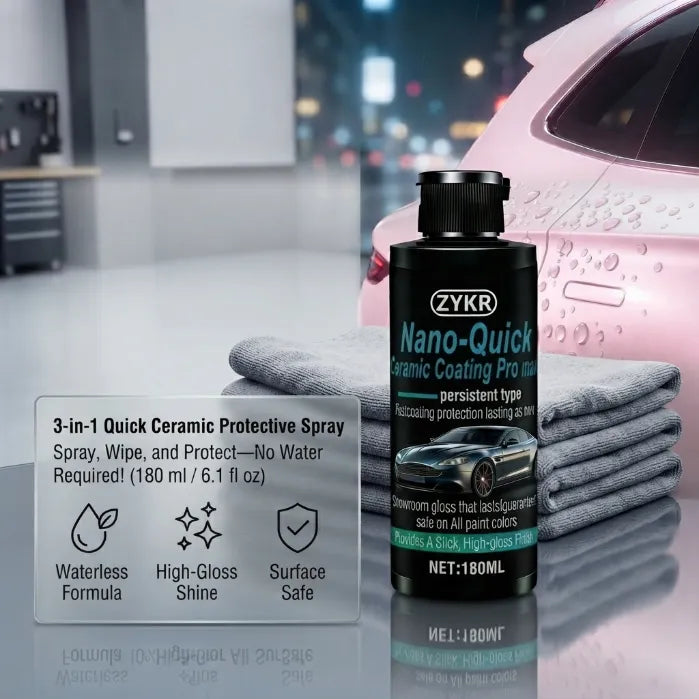 3-in-1 Quick Ceramic Spray: Instant Waterless Wash, Diamond Shine & Nano Protection for Cars & Home