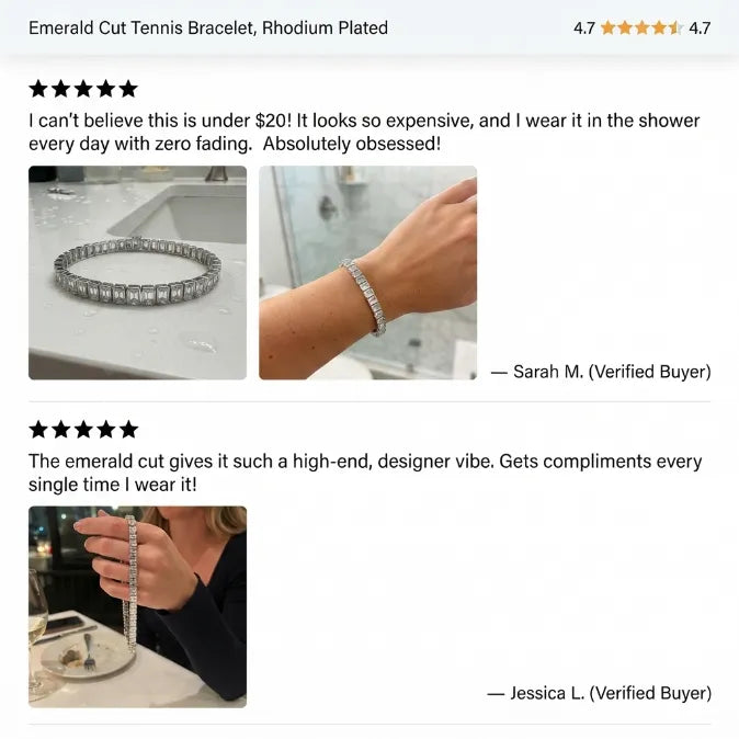 🔥 LAST DAY — 90% OFF 🔥Emerald-Cut Bezel Tennis Bracelet | 14K Gold Plated, Waterproof & Tarnish-Free Everyday Luxury