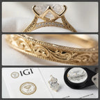 The Sunflower Marquise Ring: Vintage Hand-Engraved Elegance That Never Snags-Last Day Sale-90% OFF🔥