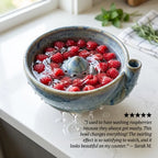 Vortex Self-Rinsing Ceramic Berry Bowl | 2-in-1 Fruit Washer & Serving Strainer