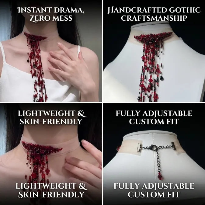 Gothic Blood Drip Crystal Choker – Instant Vampire Illusion Choker (No-Mess & Skin-Friendly)-Last Day Sale-90% OFF🔥
