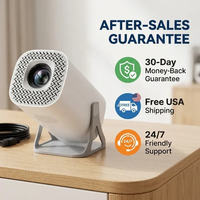 Smart 180° Rotatable HD Projector for Ceiling – WiFi 6 & Bluetooth, Auto Keystone, 4K Support for Home & Bedtime Reading