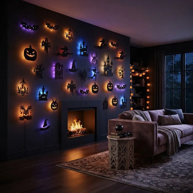 Glow-in-the-Dark Spooky Squeeze Wall Decors & Halloween Sensory Toys Bundle