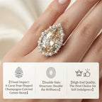 The Royal Champagne Pear-Cut Statement Ring | Double Halo Cocktail Ring