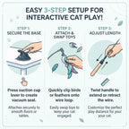 Interactive Suction Cup Flying Bird Cat Toy – 10-in-1 Hands-Free Feather Wand for Indoor Cats