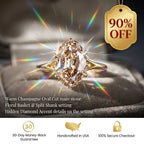 3.0ct Vintage Champagne Oval Ring with Floral Basket & Hidden Diamond