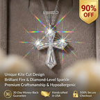 Kite-Cut Moissanite Cross Necklace | VVS1 Diamond Brilliance 925 Sterling Silver