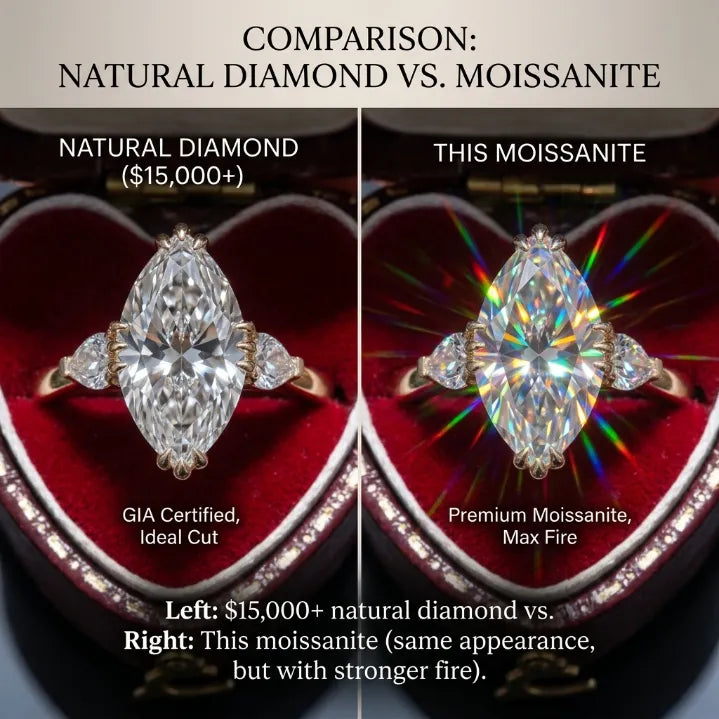Vintage Marquise Moissanite Ring | Slenderizing  Luxury for Women